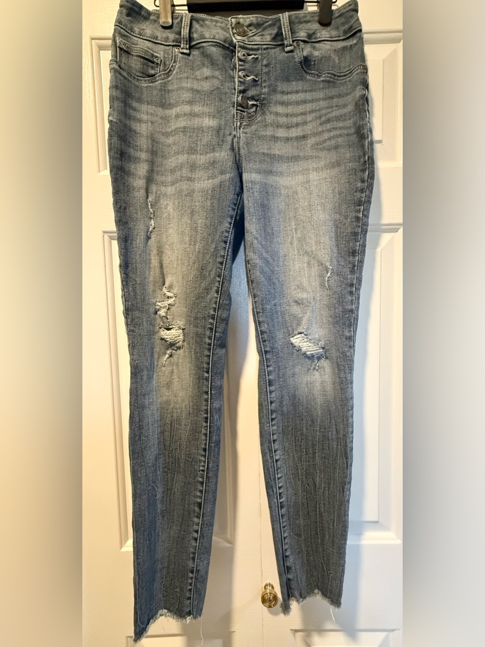 Maurices Light Blue Distressed Skinny Jeans